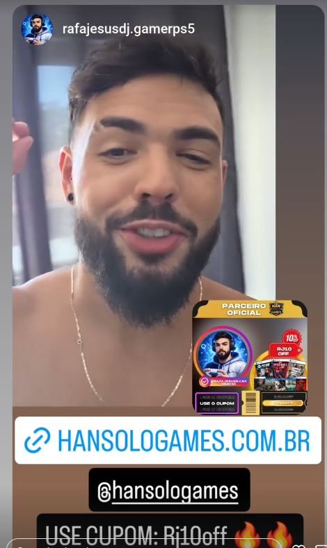 Story de parceiro divulgando o site da Han Solo Games