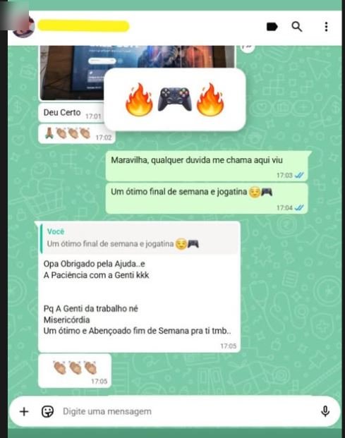 Conversa de WhatsApp: cliente agradece a ajuda e a paciência do atendimento
