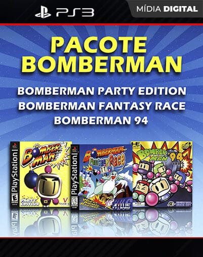 Bomberman ’94 + Bomberman Party Edition + Bomberman Fantasy Race Playstation 3 Mídia Digital