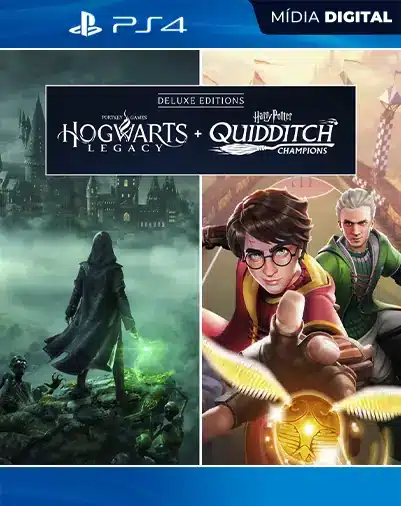 Pacote Edição Deluxe Hogwarts Legacy + Harry Potter: Campeões do Quadribol Playstation 4 Mídia Digital