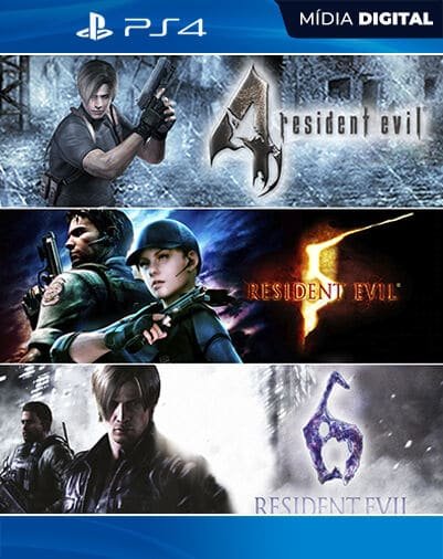 Resident Evil 4, 5 e 6 Pacote Triplo Playstation 4 Mídia Digital