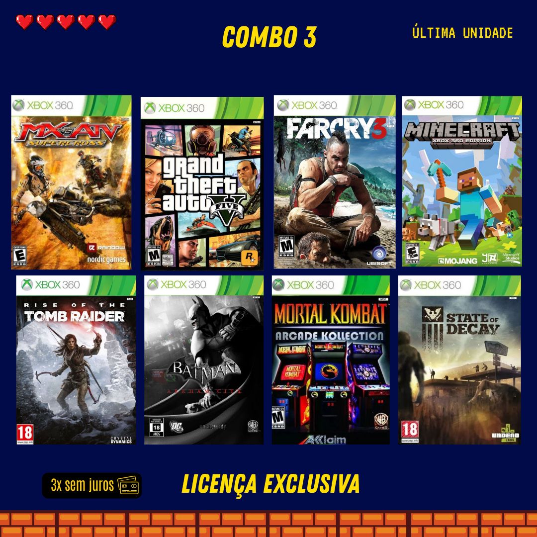 COMBO 3 - Xbox 360 (Mídia Digital)